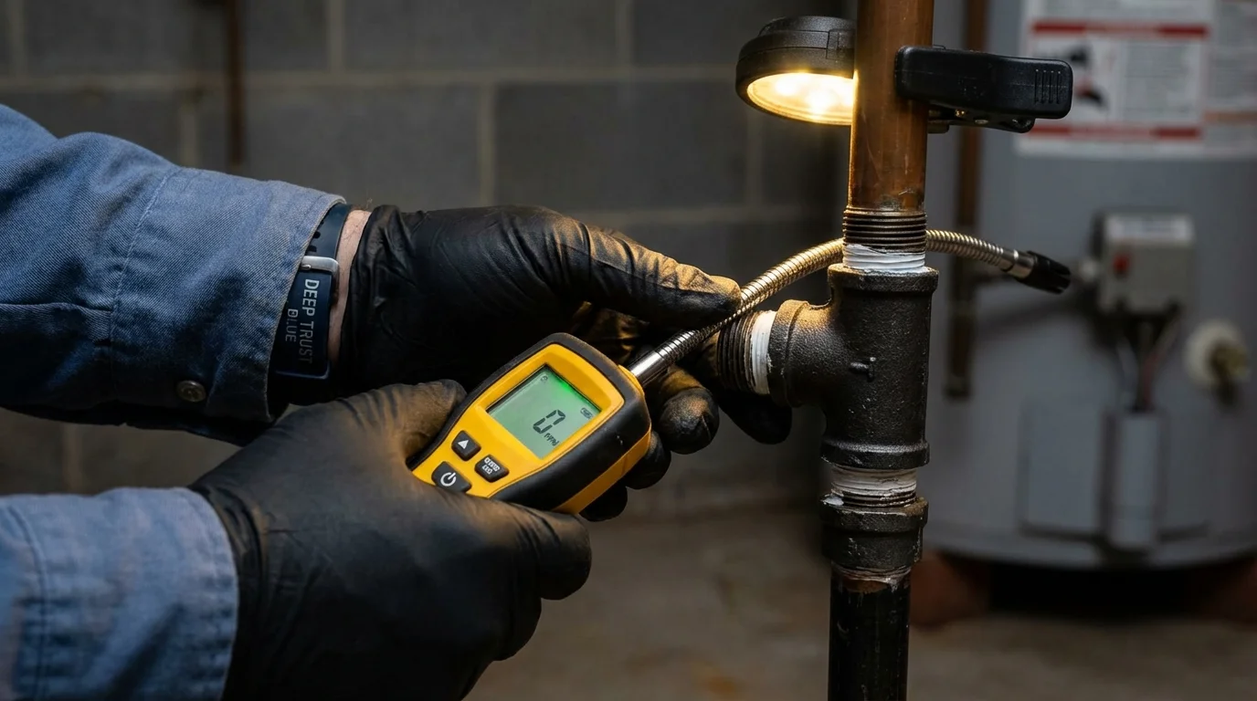 Gas leak detection with electronic sniffer by Johns Plumbing LLC in Caddo