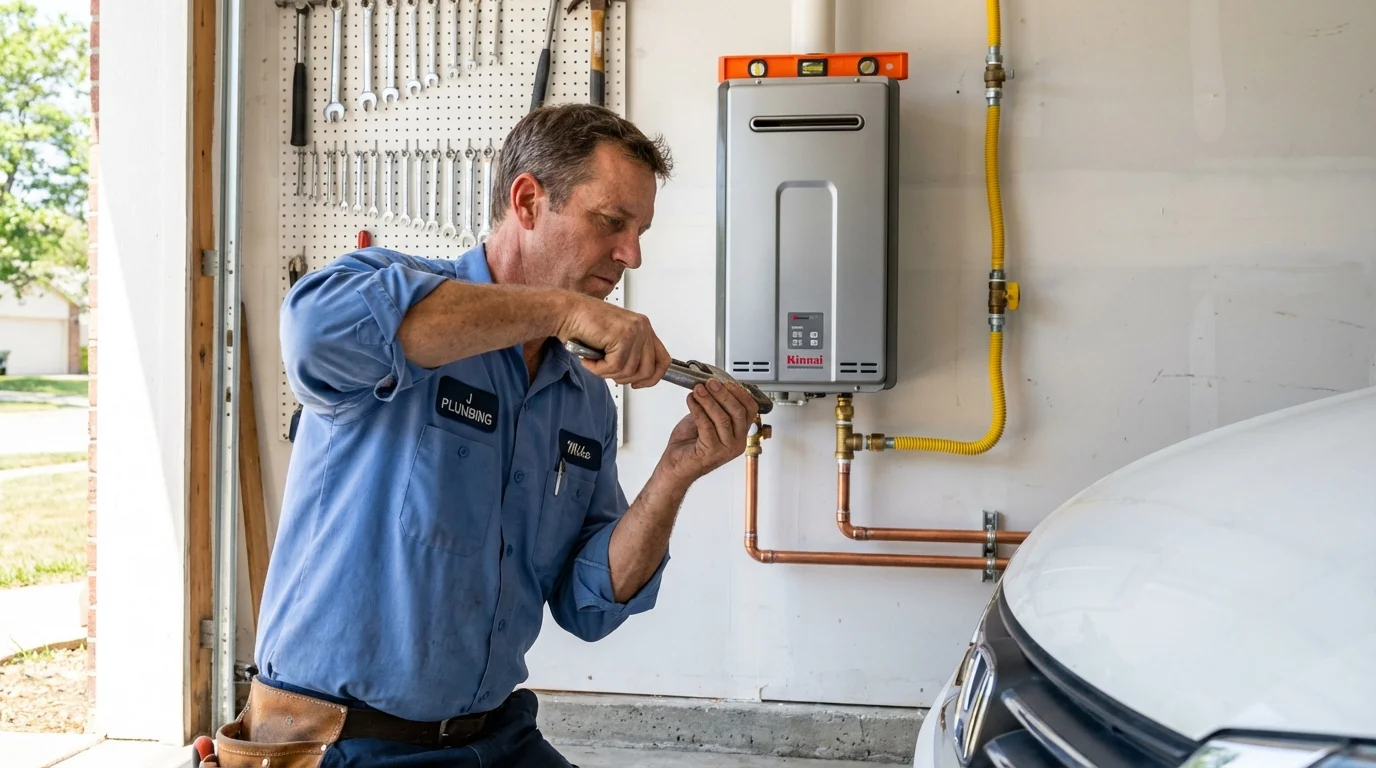 Tankless water heater installation by a Johns Plumbing LLC plumber in Caddo